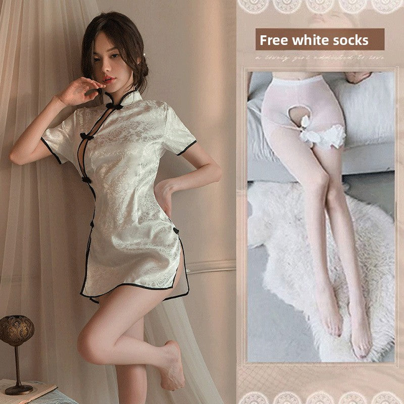 Modified Cheongsam-style lingerie nightgown