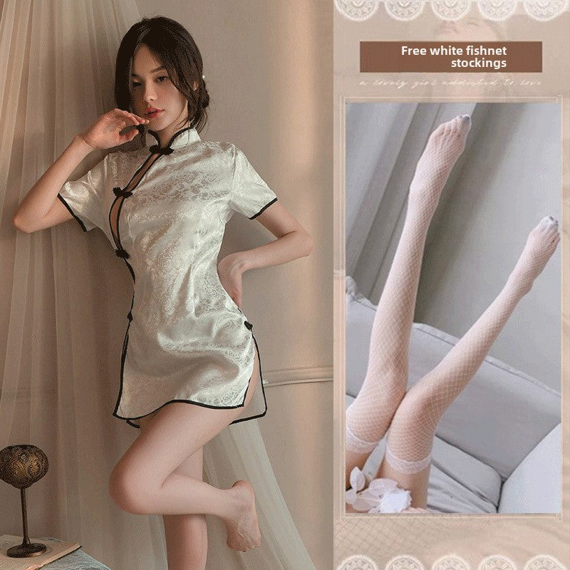 Modified Cheongsam-style lingerie nightgown